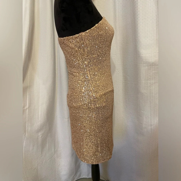 Crystal Sky Champaign Sequine Sleeveless Mini Dress Size Medium - Picture 5 of 8